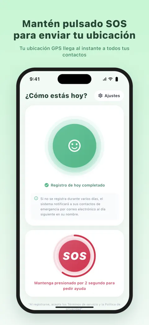 Mantén pulsado SOS para enviar tu ubicación