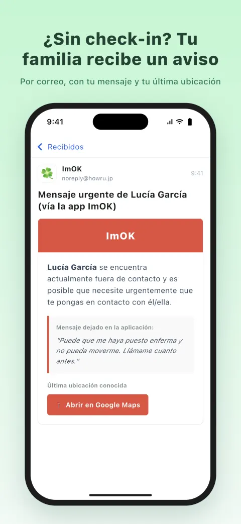 ¿Sin check-in? Tu familia recibe un aviso