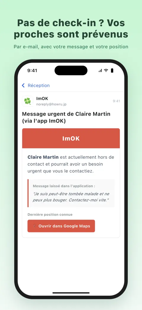 Pas de check-in ? Vos proches sont prévenus