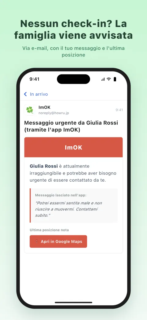 Nessun check-in? La famiglia viene avvisata